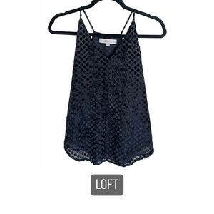 LOFT black polka dots velvet tank top blouse size XS women’s new
